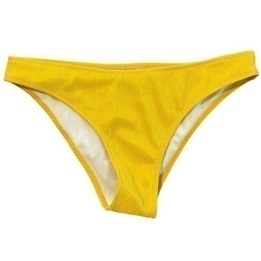 Bikini Bottom Yellow Ribbed Medium Moderate Coverage Swim SHEIN - Picture 2 of 10